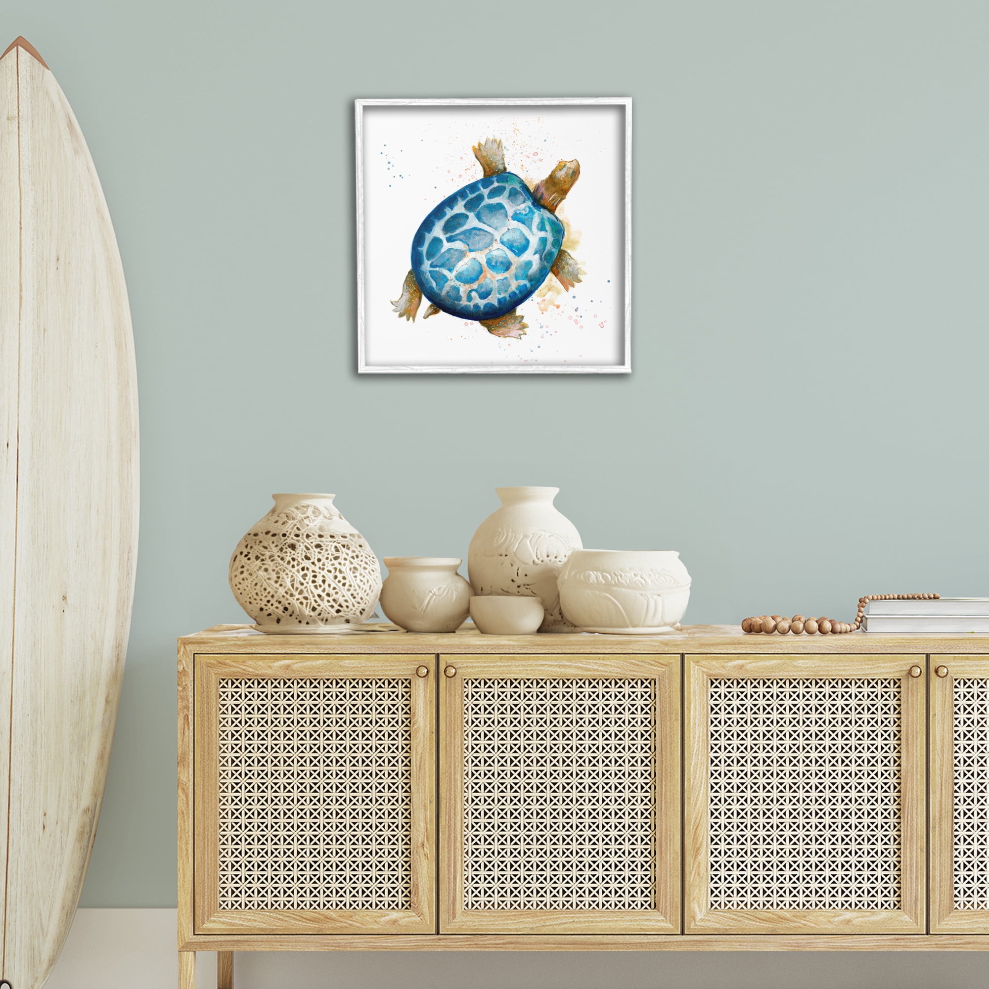 Stupell Industries Modern Speckled Turtle Animals & Insects Painting White Framed Art Print Wall Art, 24 x 24
