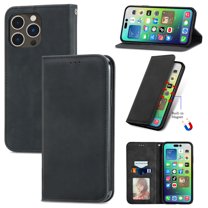 Case for iPhone 14 Pro Max, Classic Business Premium PU Leather Cover TPU Bumper with Card Holder Kickstand Magnetic Adsorption Flip Wallet Case Cover for iPhone 14 Pro Max 6.7" 2022,Black
