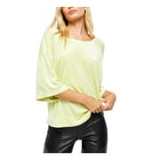 FREE PEOPLE Womens Green Soft Short Sleeve Boat Neck Sweater Size: L