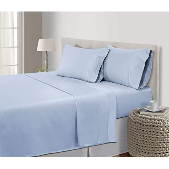 Alive Pixels 4 Pillow Covers Blue Solid 100 Percent Pure Cotton Super Soft 4-Pieces Pillowcases 450TC (Body 20x54, Blue)