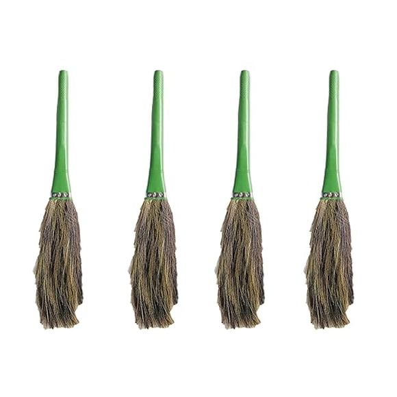 New Goyal Furniture Broom - No Dust Broom | Effective Easy Floor Cleaning Broom, Mop For Home, Office | Long Handle With 3 Jadoo | Phool Jhadu, Plastic Handle Broom | Set Of 4 Piece