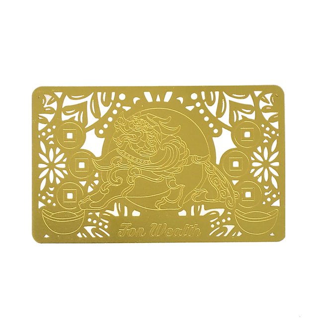 Tarjeta Dorada De Riqueza Feng Shui Chi Lin/Pi Yao Fw4277