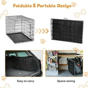 EDX Big Dog Crate with Divider Panel, 48 Inch Double Door Folding Metal Wire Dog Cage with Plastic Leak-Proof Pan Tray