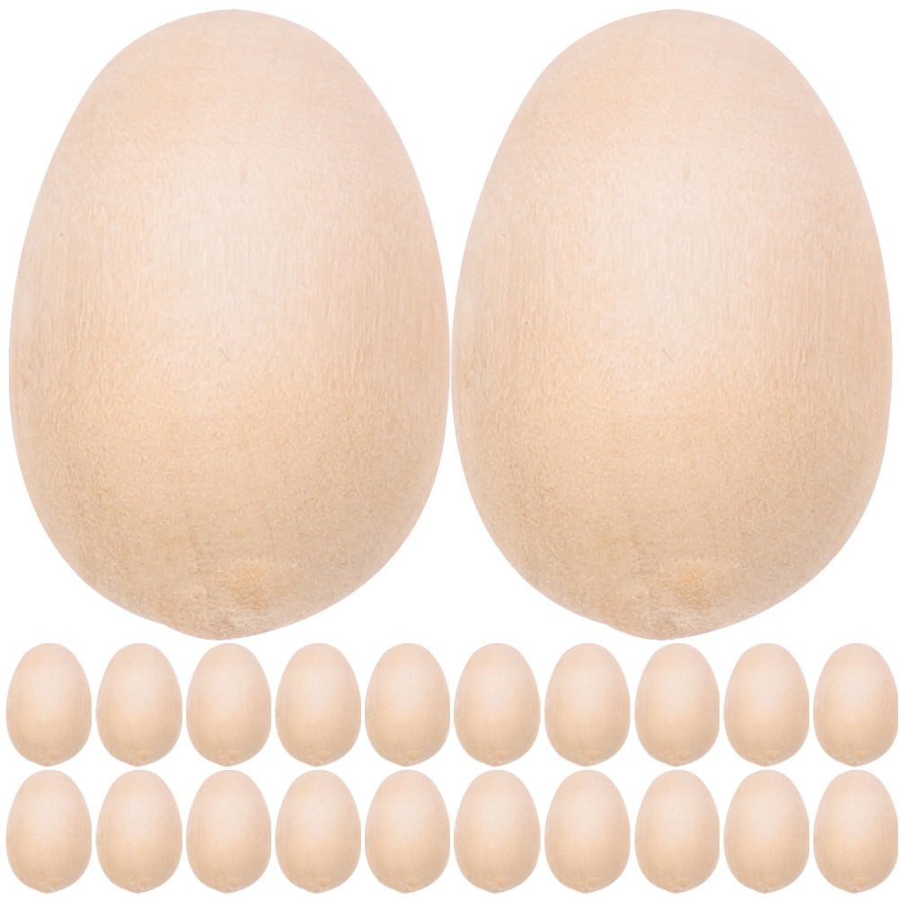 Rosarivae 50pcs Fake Chicken Egg Wooden Easter Egg Ornament Unfinished
