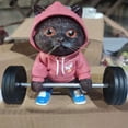 thumbnail image 4 of Kenally Escultura de gato de Fitness, estatuilla de gato, adorno de levantamiento de pesas de gato negro, escultura de gato con barra Artesanía Amarillo, 4 of 6