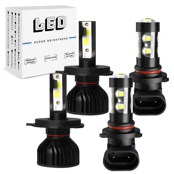 FZPJJNB For Toyota Hilux 2005-2019 - H4 9145 LED Headlight High Low Beam   Fog Light Bulbs,6000K White,Pack of 4