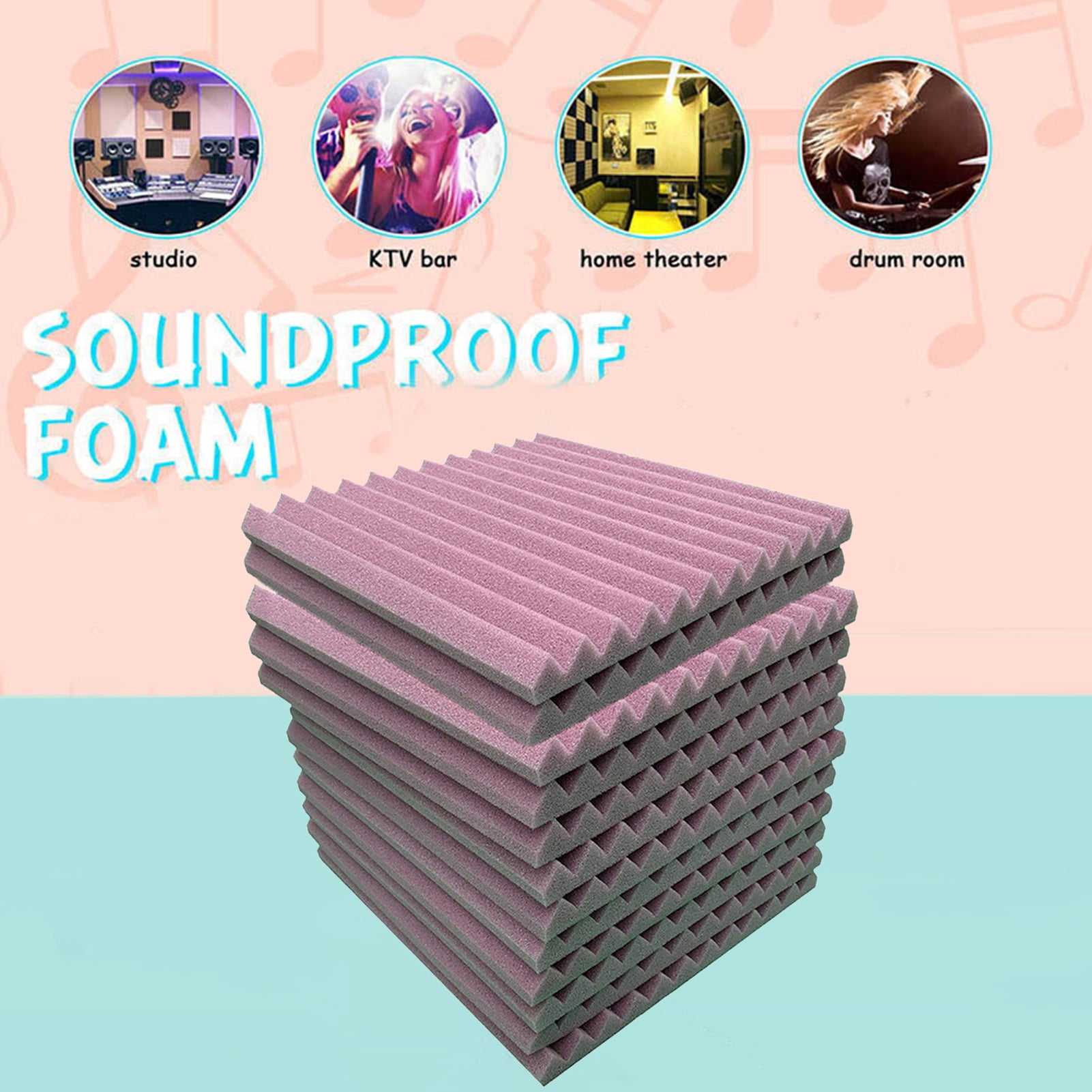 Yesbay 12 Pcs Soundproof Foam Panels 1 X 12 X 12 inches High-Density Studio Acoustic Wall Panels for Walls Sound Absorbing Panels Sound Insulation Panels Acoustic Foam Panels