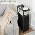 thumbnail image 3 of Narrow End Tables Living Room Set of 2 with Charging Station, Skinny Side Table with Fabric Drawers, Slim Nightstand for Bedroom, Small Spaces, Couch, Black,, 3 of 8