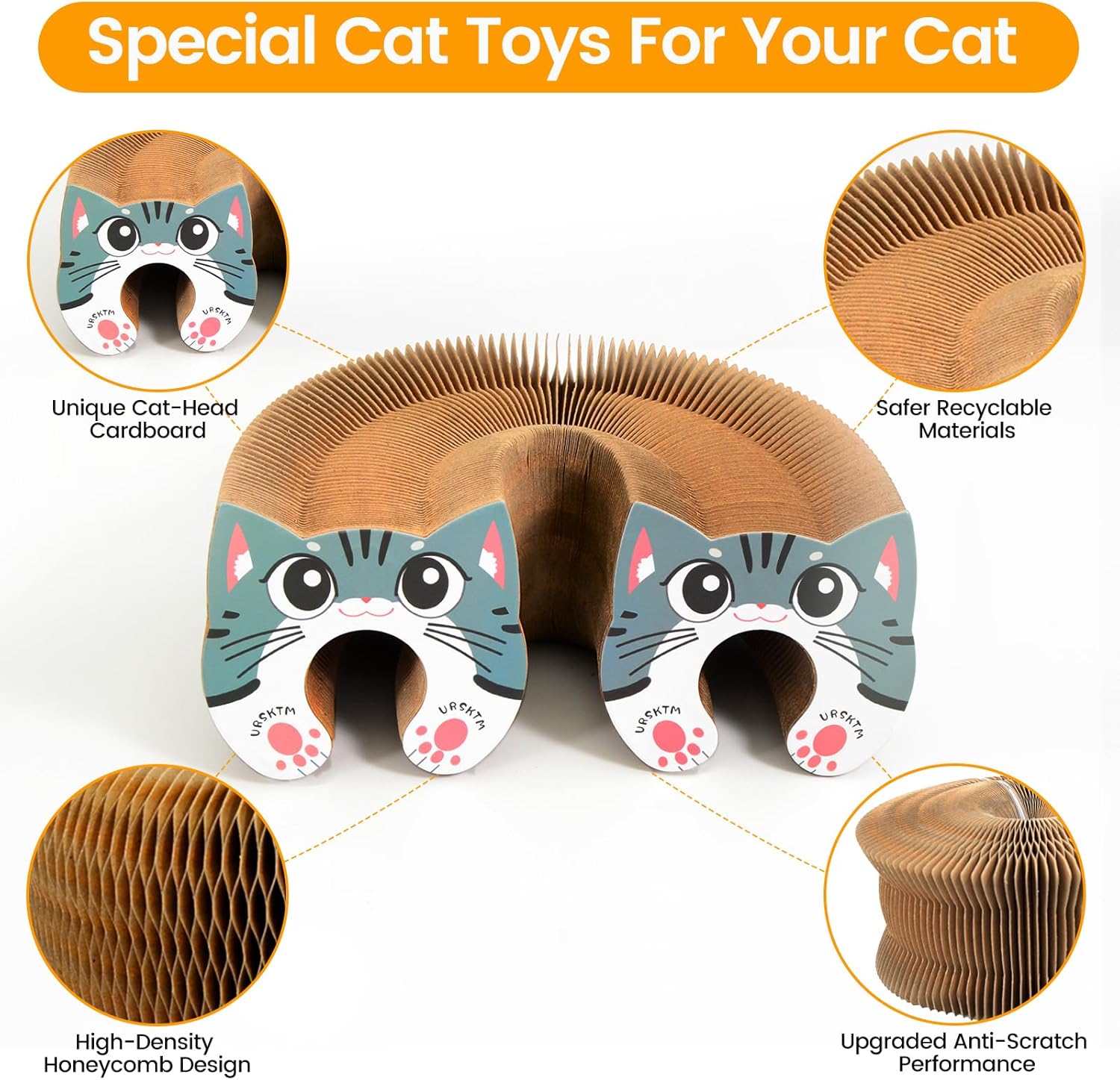 THBN Upgraded-Magnetic Magic Organ Cardboard Cat Scratcher Toy with 2 Balls for Mental Physical Exercise, Multi-Shape Interactive Cardboard Cat Toy for Indoor Cats Flip with Fun, Brown/Gray,M, 1PCS