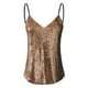 thumbnail image 2 of Playeras,Blusas y Tops,Ropa para Mujer Recortada camisetas sin mangas para las mujeres Blusa sexy sin mangas para mujer con lentejuelas y tiras con cuello en V Camis Tank Top Crop Shirt (Gold, L), 2 of 4