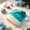 thumbnail image 5 of Light Blue Santa Hat for Unisex, Non-woven Polyester Christmas Hat with White Cuff, Soft Xmas Headwear for Holiday Party Decoration, 5 of 5