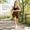 thumbnail image 6 of Afelkas Women's High Waist Yoga Shorts Tummy Control Fitness Athletic Workout Running Shorts with Pockets Brown,S, 6 of 7