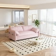 thumbnail image 3 of 63.8" Queen Pull Out Sofa Bed, 3-in-1 Convertible Sleeper Sofa with Side Storage, Multi-Functional Velvet Loveseat Bed for Living Room, Bedroom, Apartment, Office, Pink, 3 of 9