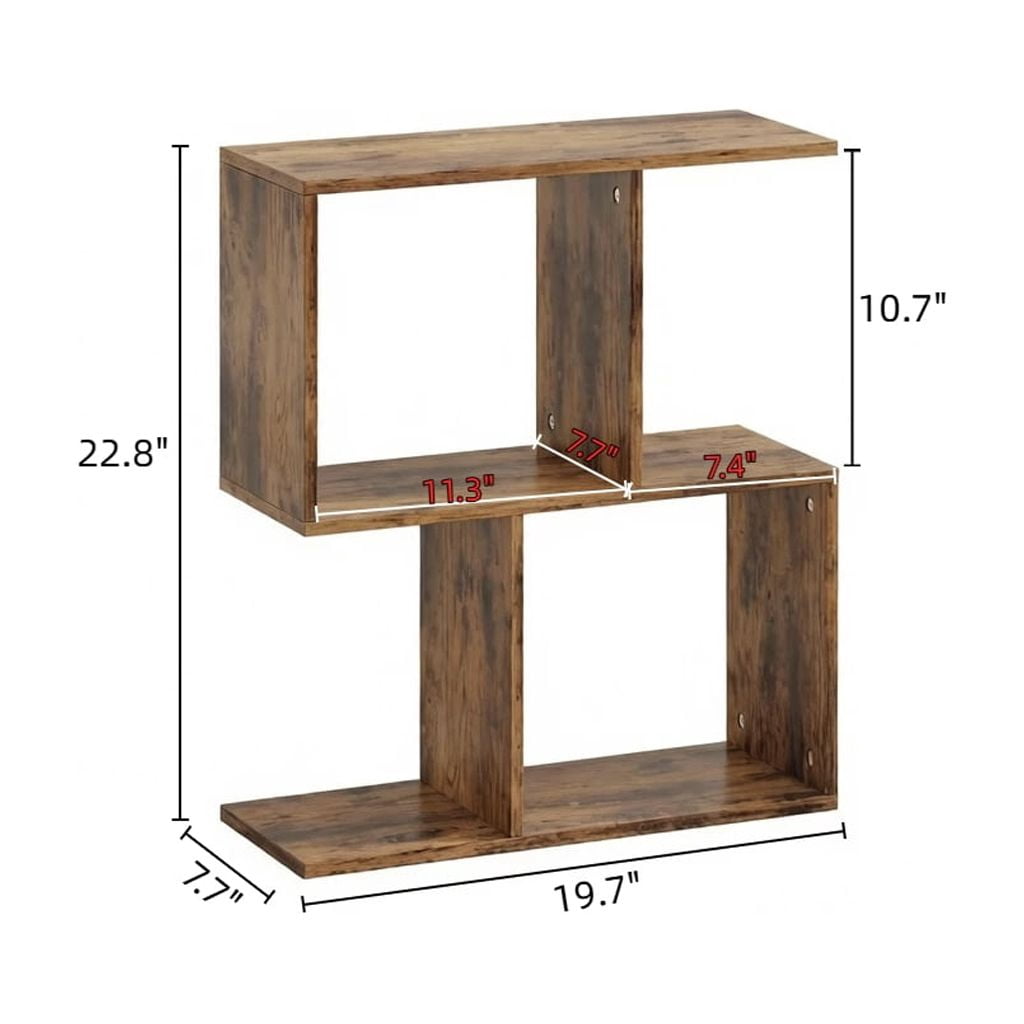 Modern S-Shaped 3-Tier Narrow Side End Table, Accent Furniture with Storage Shelves for Living Room & Small Space