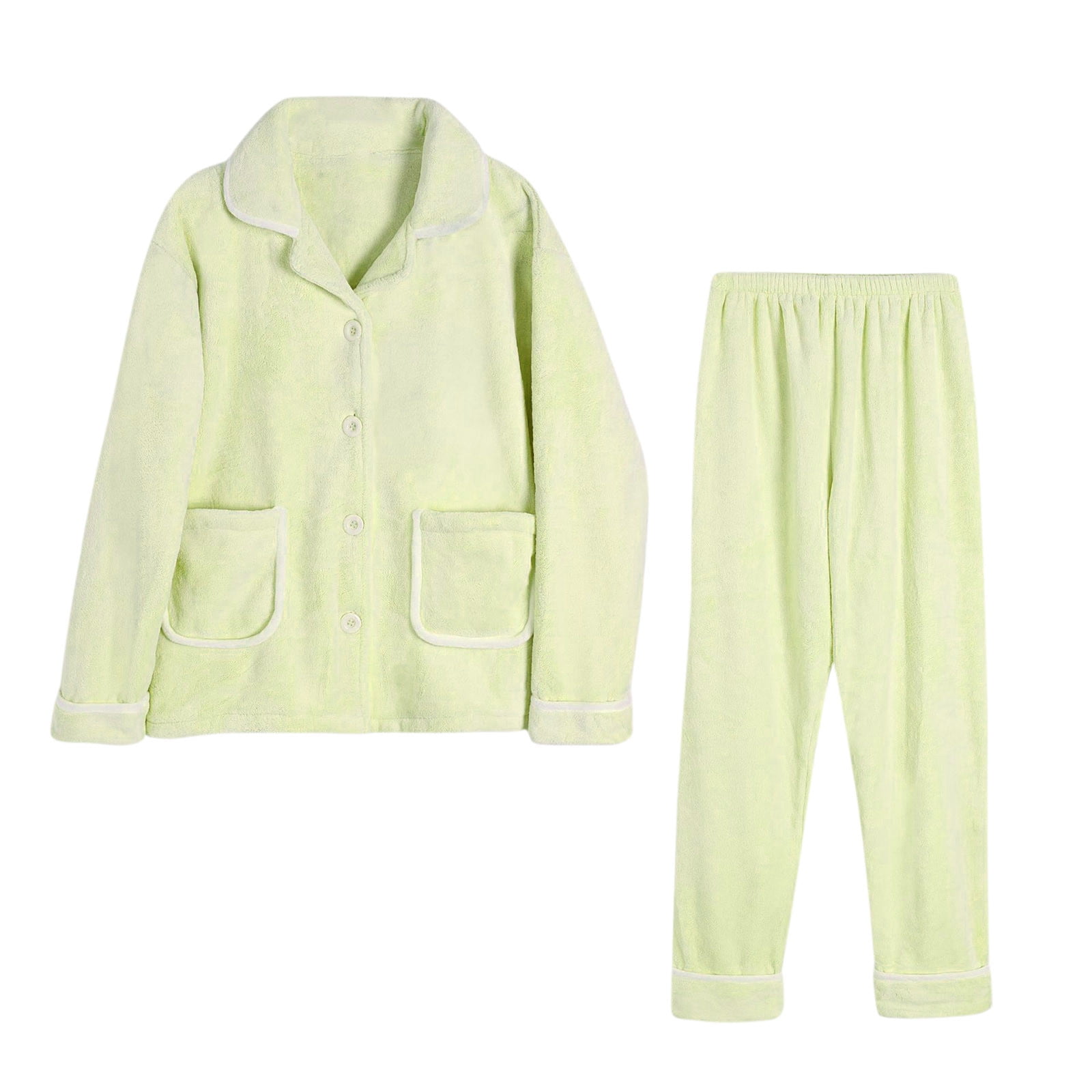 BONIXOOM Christmas Pajamas For Women Couples Christmas Pajamas Loungewear None Long Sleeve Sleepwear Sets Solid Green XL