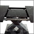 thumbnail image 3 of Modern Square Dining Table,Stretchable,Printed Black Marble Table Top+MDF X-Shape Table Leg with Metal Base, 3 of 14