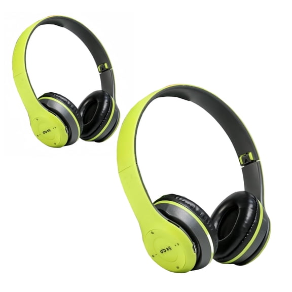 2Pack P47 Foldable Sports Headphones w/ HiFi Stereo Sound & Ergonomic Design - Multipurpose for Home, Office, Gym, Travel (Green)