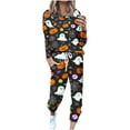 thumbnail image 3 of VBTAPA Womens Halloween Sweatsuit 2 Piece Casual Tracksuits Cute Ghost Print Crewneck Long Sleeve Tops and Drawstring Waist Pants Jogging Matching Suits Multicolor L, 3 of 6
