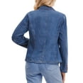 thumbnail image 3 of Women's Denim Jacket Notched Lapel Collar Long Sleeve Button Lightweight Fitted Denim Blazer XL Blue, 3 of 6