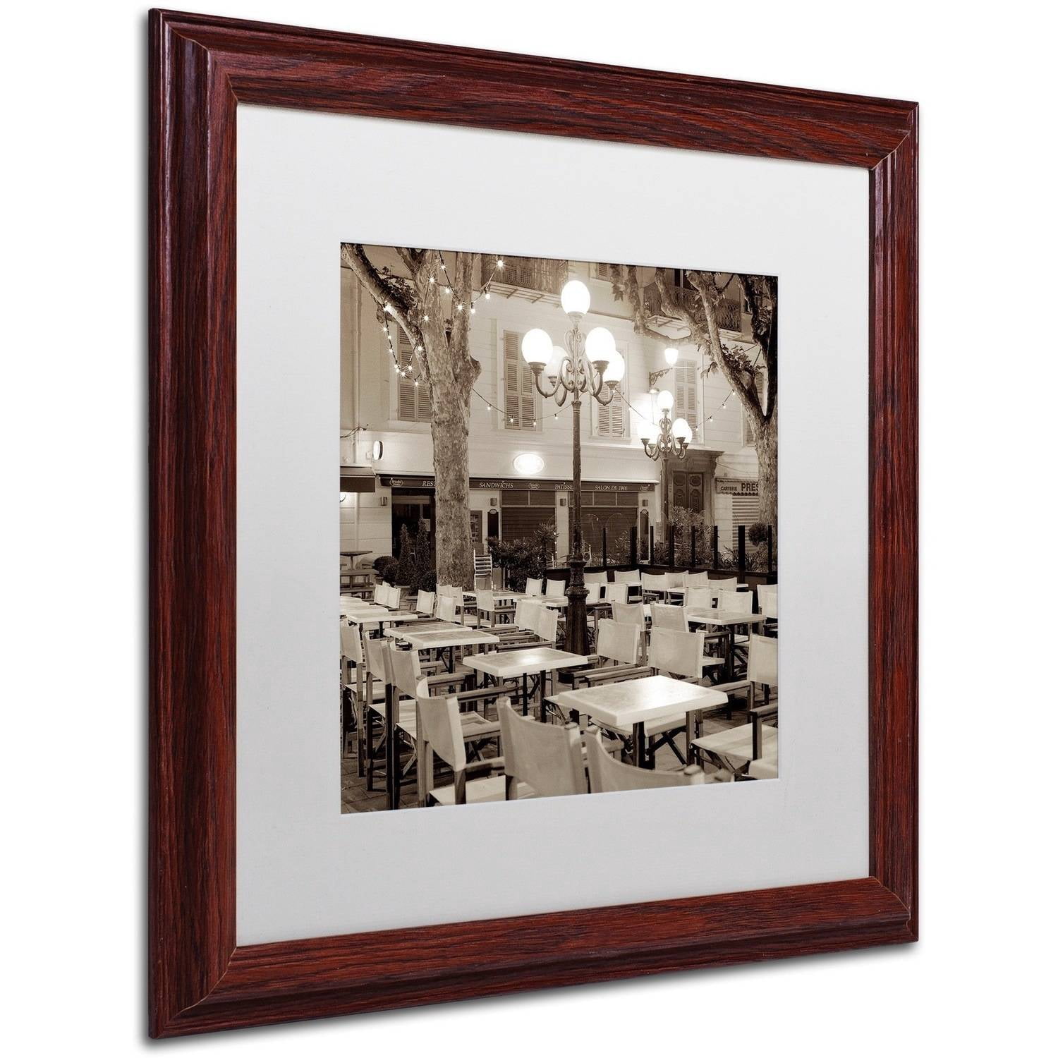Trademark Fine Art "Cote d'Azur Cafe I" Canvas Art by Alan Blaustein, White Matte, Wood Frame