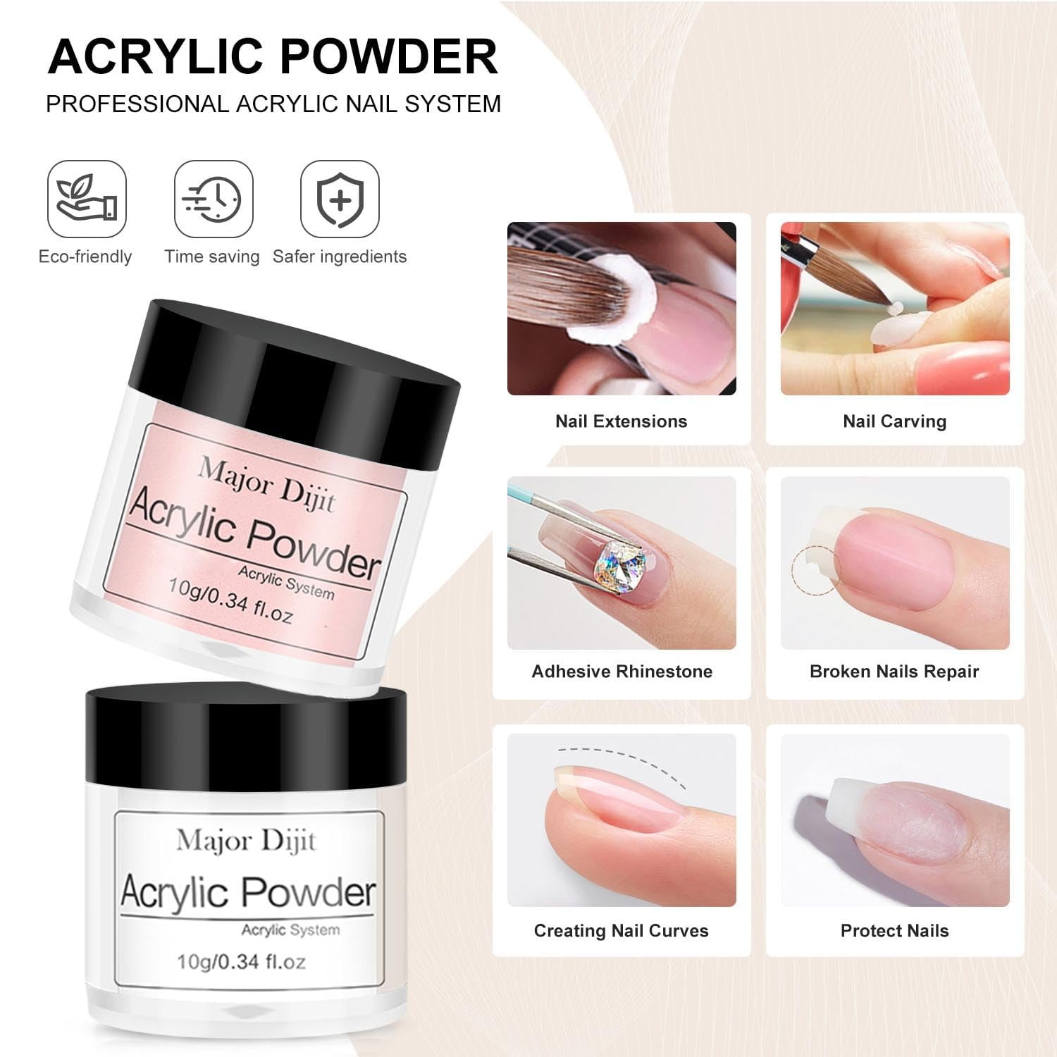 SUMMIT- Acrylic Nail Kit Starter Set Acrylic Powder with Nail Drill U V Light Professional Tools with Decoration Everything for Beginners Home Salon Gifts (Clear/White/Nude)