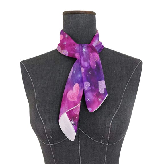Square Scarf 24x24 Inch Glitter Heart Tie Dye Pattern Silky Satin Sun Protection Neck Scarf for Women Multi-Purpose Head Wrap Bandana for Hair Bag Decoration