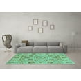 thumbnail image 3 of Ahgly Company Machine Washable Indoor Square Abstract Turquoise Blue Modern Area Rugs, 7' Square, 3 of 4