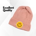 thumbnail image 4 of Fairway Finds Men and Women Knit Smiley Face Beanie | 11 Color Variants | Soft Acrylic Winter Hat | Soft and Stretchable (Light Pink), 4 of 4
