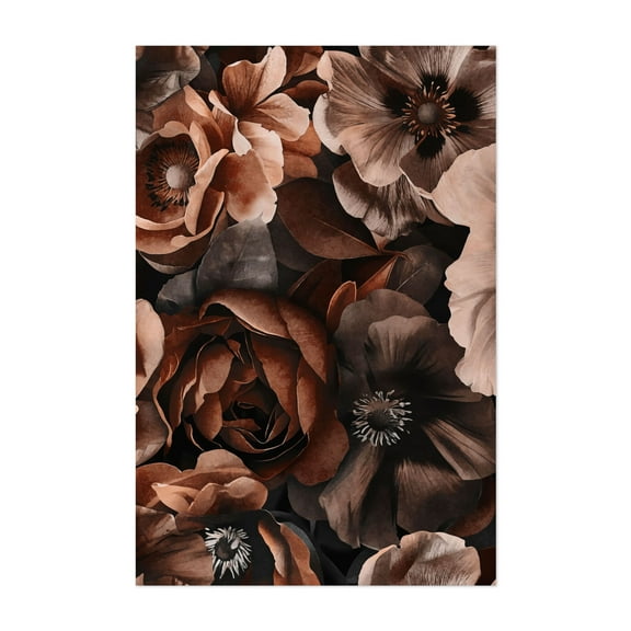 Baroque Opulent Moody Night Garden - Painting Floral Flowers Botanical Vintage Autumn Rustic Modern Art Unframed Wall Art Print 5 x 7 inches