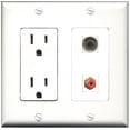 thumbnail image 1 of Ultra Spec Cables 15 Amp Power Outlet 1 Port RCA Red 1 Port 3.5mm Wall Plate, 1 of 1