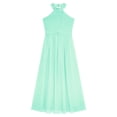 thumbnail image 5 of Yartina Girls Sequins Halter Neck Sleeveless Elegant Party Dress Backless Flower Girls Dress Formal Mint Green 8, 5 of 7