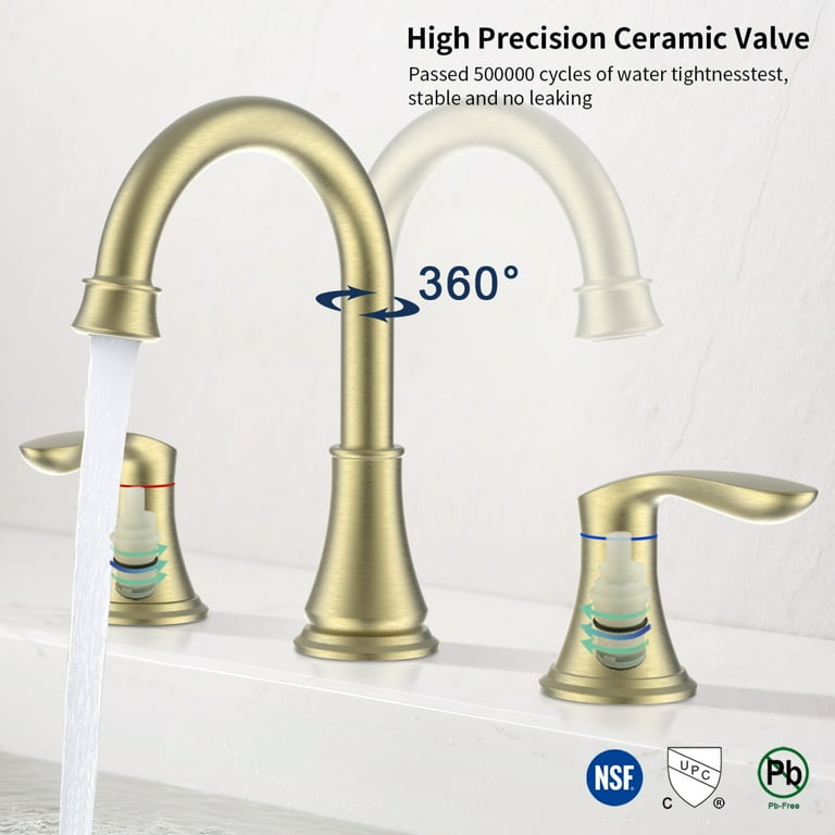 Gold Swan Vanity Bathroom Sink Faucet 8 Inch Widespread | The Kings Bay
