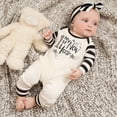 thumbnail image 6 of Generic My First New Year Clothes Baby Boy Girl New Year Outfits Stripes Letter Print Romper Jumpsuit Hat Headband Outfits Set for Halloween Christmas Thanksgiving Holiday Party（3-6 Months White）, 6 of 9