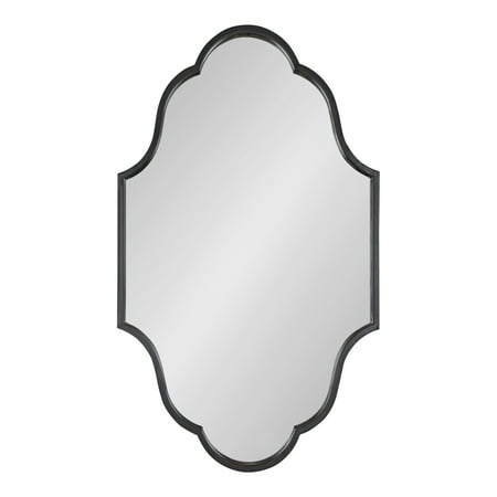 Kate and Laurel Rowla Glam Scalloped Wall Mirror, 23" x 37", Black, Chic, Sophisticated Accent Mirror for Decor or Bathroom Vanity