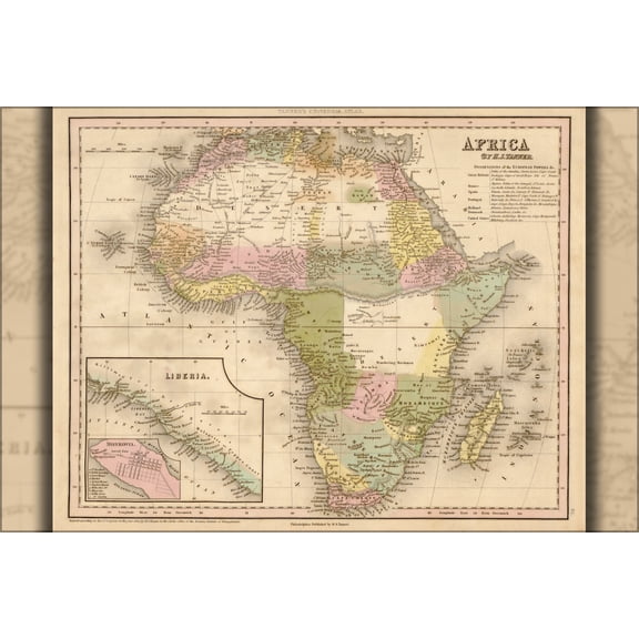 24"x36" Gallery Poster, map of Africa 1844