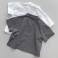 thumbnail image 4 of Rggeeun Kids Boy's Tshirts Turndown Collar Solid Color With Simple Printed Shirt Casual Thin Breathable Top Comfortable Daily Wear ,Grey,3-4 Years, 4 of 4