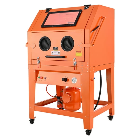 VEVOR 245 Gallon Sandblasting Cabinet with Pressurized Tank, Heavy Duty Steel Sand Blasting Cabinet on Wheels - with 32 Gallon Media Hopper & 1.6HP Dust Collector