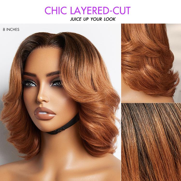 LUVME Elegant Boss Vibe Short Pixie Cut Natural Black / Ombre Brown Glueless Minimalist HD Lace Wig Ready to Go