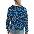 thumbnail image 7 of Picia Blue Butterfly Pattern Casual Women's Hoodie, Hooded Sweatshirt with Kangaroo Pocket, Comfortable Pullover with Eye-catching Drawstrings-Small, 7 of 7