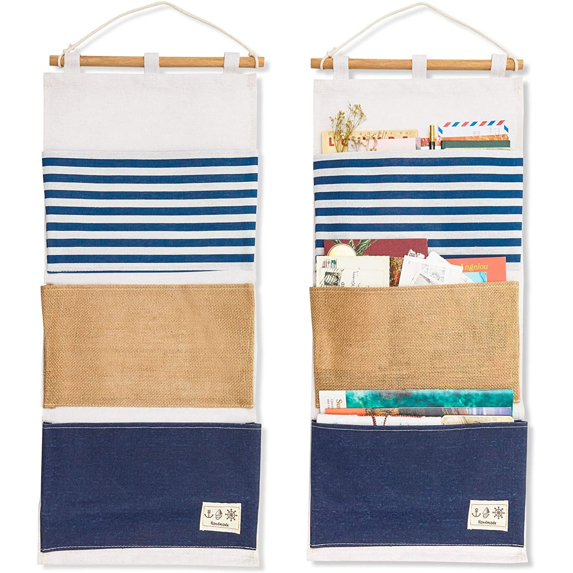 2 Pack Over the Door Organizer, Wall Hanging Storage Bag with 3 Pockets