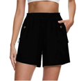 thumbnail image 3 of Only Moment Shorts for Women Chemical Fiber Blends Athletic Running Shorts Crossover High Waisted Gym Shorts with Zipper Pockets Athletic Shorts for Women Black,XL, 3 of 8