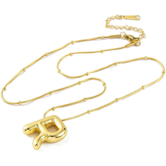 1 Pcs Initial Letter 304 Stainless Steel Pendant Necklaces Real 18K Gold Plated Necklace Jewel Letter R Necklace Decoration for Women DIY Necklace Bracelet Earring Jewelry Craft Making