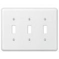 thumbnail image 1 of American Tack & Hardware 7231756 3 Gang Toggle Devon Steel Wallplate - White, 1 of 3