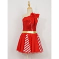 thumbnail image 4 of Miutii Kids Girls Candy Cane Dress Christmas Dance Dress One Shoulder Bowknot Sequins Ballet Tutu Dress Clothes Red 6, 4 of 7