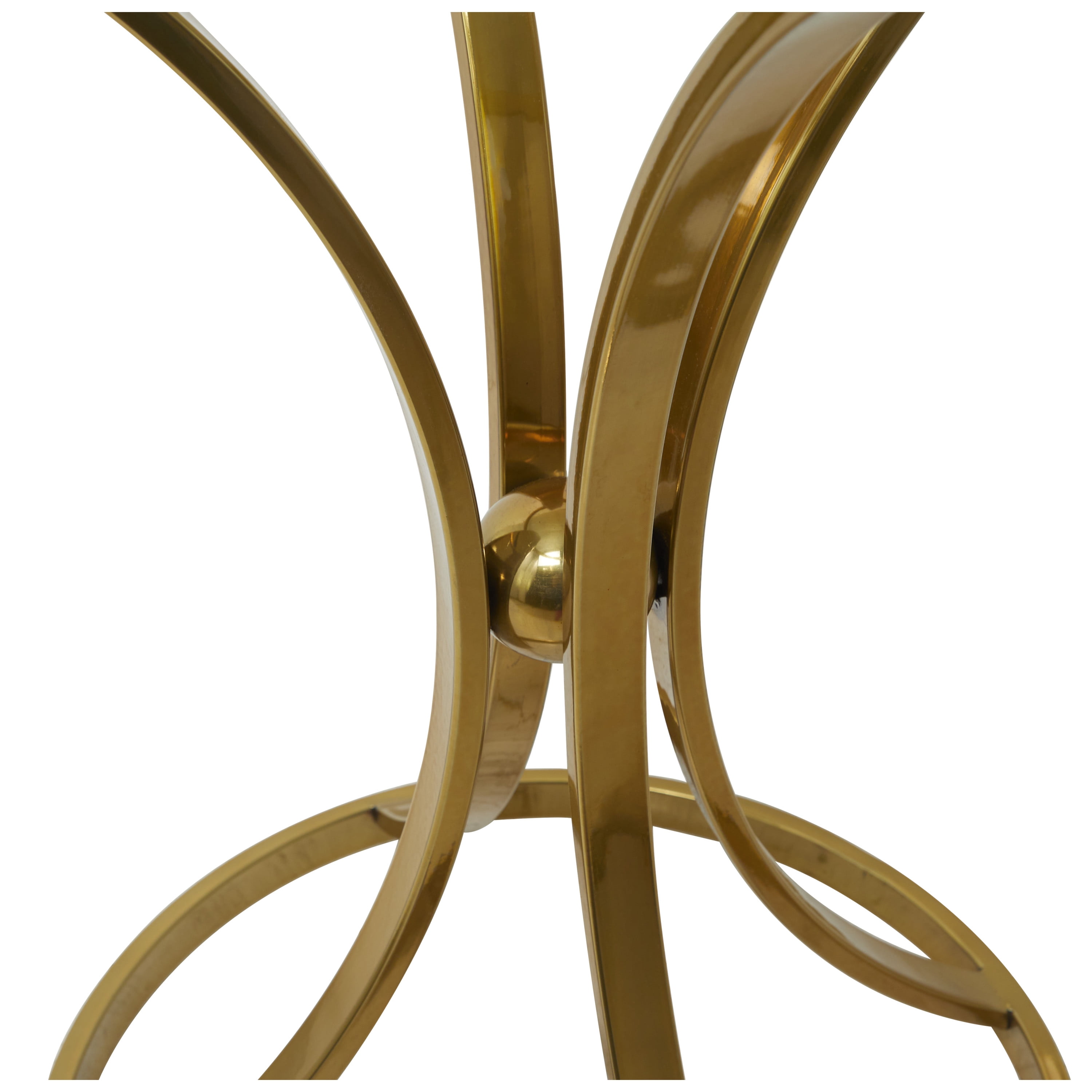 DecMode 18" x 25" Gold Stainless Steel Hourglass Shaped Stand Accent Table with Clear Glass Top, 1-Piece