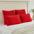 thumbnail image 6 of Red Striped Decorative Throw Pillow Covers 12 x 20 Inch Set of 2, Square Fall Decorations Couch Pillow Case, Soft Cozy Faux Rabbit Fur Front & Velvet Back, Modern Decor for Home Bedroom, 6 of 7