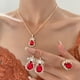 thumbnail image 5 of Conjunto de collar y pendientes con colgante de gota de agua de cristal para mujer y niña, pulsera, collar y pendientes, regalo de San Valentín, collar de aleación., 5 of 5