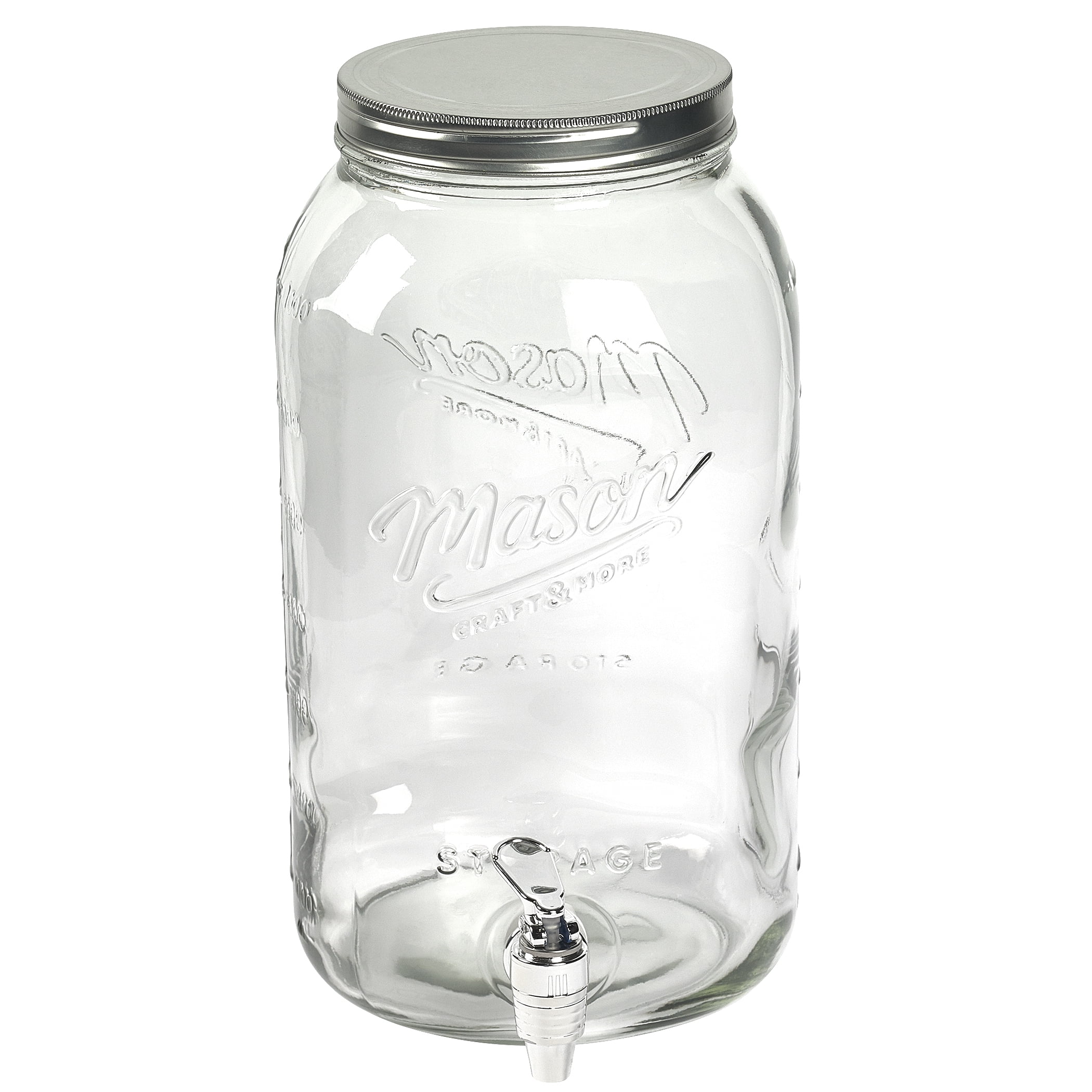 Mason Craft and More 8 Liter Round Glass Drink Dispenser with Metal Lid