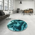 thumbnail image 4 of Ahgly Company Machine Washable Indoor Rectangle Transitional Bright Turquoise Blue Area Rugs, 2' x 3', 4 of 7