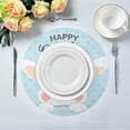 thumbnail image 5 of Coolnut Round Placemats Set of 4 Polyester Round Table Place Mats 15 inch for Kitchen Dining Table Holiday Party (Cute Rabbit Blue Easter, 4) Home Decor Gifts, 5 of 7